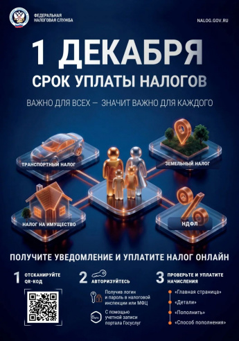 Срок уплаты налогов до 1 декабря