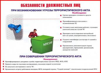 Обязанности должностных лиц при возникновении террористического  акта